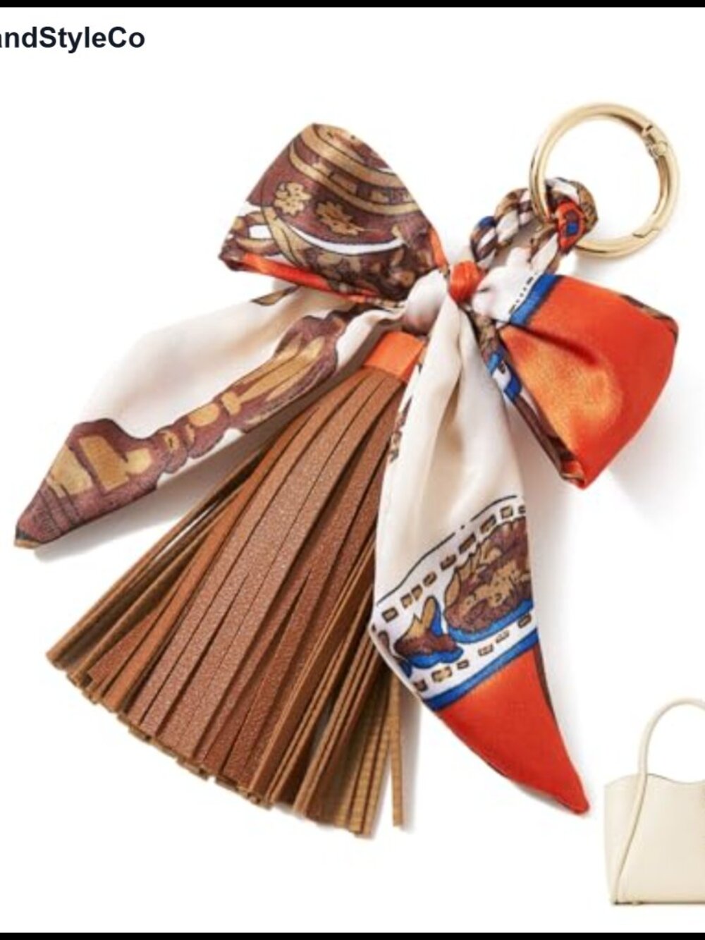 PU Leather Bow Purse Charm Tassel Keychain Handbag Accessory